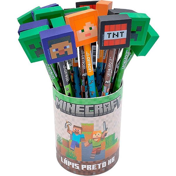 Lapis preto redondo decorado minecraft hb c/borracha 4mod. - leonora (pote-30)