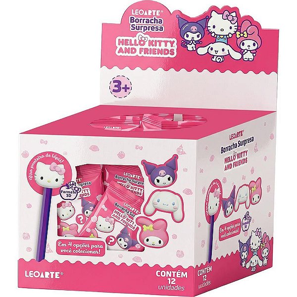 Borracha decorada hello kitty 3d 4mod.surpresa - leonora (dp.c/12)