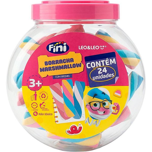 Borracha decorada fini marshmallow c/aroma 3mod. - leonora (pote-24)