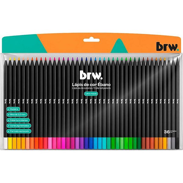 Lapis de cor sextavado ebano 36 cores - brw (unidade)