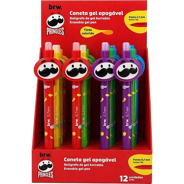 Caneta apagavel pringles gel 0.7mm 6cor - brw (dp.c/12)