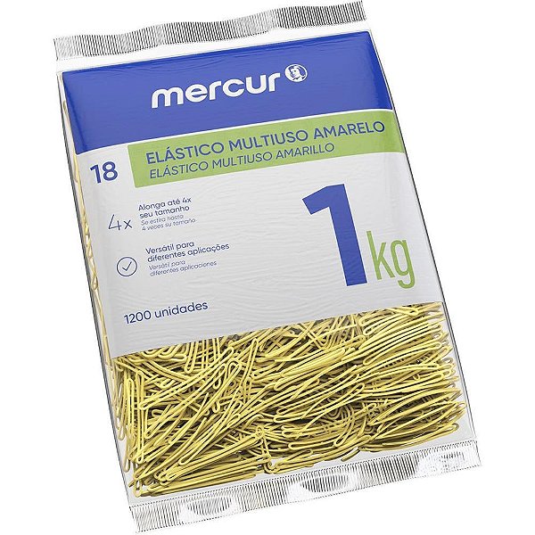 Elastico amarelo n.18 multiuso 1kg 1200pecas - mercur (pacote)