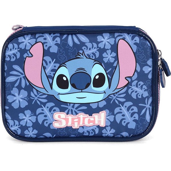 Estojo box stitch azul tecido - luxcel (unidade)