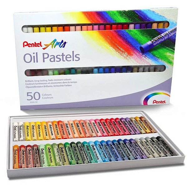 Giz pastel oleoso c/50 cores - pentel (estojo)