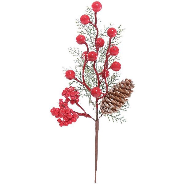 Artigo para decoracao natal enfeite pick c/azevinho vm/vd - cromus (pct.c/12)