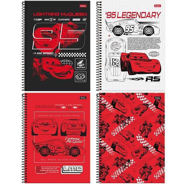 Caderno 01x1 capa dura cars 80fls - foroni (pct.c/04)