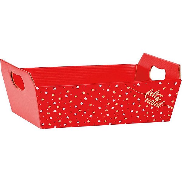 Cesta de papel natal constelacao g 28,5x20x9cm - xingo embalagens (pct.c/04)