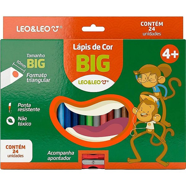 Lapis de cor jumbo leo e leo 24 cores triang.17,5 - leonora (pct.c/06)