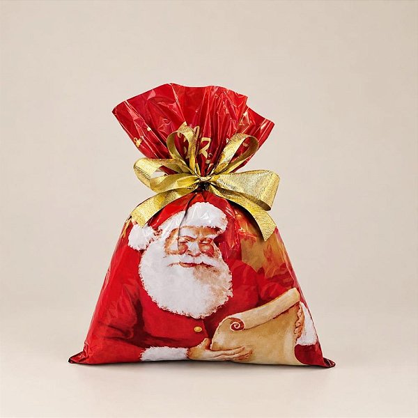 Saco metalizado de natal 30x45cm natal noel perolizado - xingo embalagens (pct.c/50)