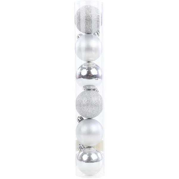 Artigo para decoracao natal bola 5cm fosca/lisa/glitter pr - cromus (pct.c/06)