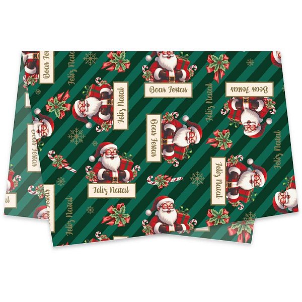 Papel seda decorado 50x70cm doce natal - xingo embalagens (pct.c/50)