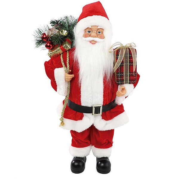 Artigo para decoracao natal papai noel em pe vm 45cm - cromus (unidade)