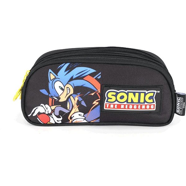 Estojo triplo sonic preto tecido - luxcel (unidade)