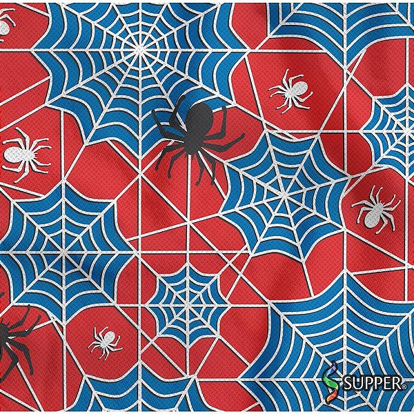 Tnt estampado 1,40m 40g teias aranha vermelho e azul - supper (rl-25mts)