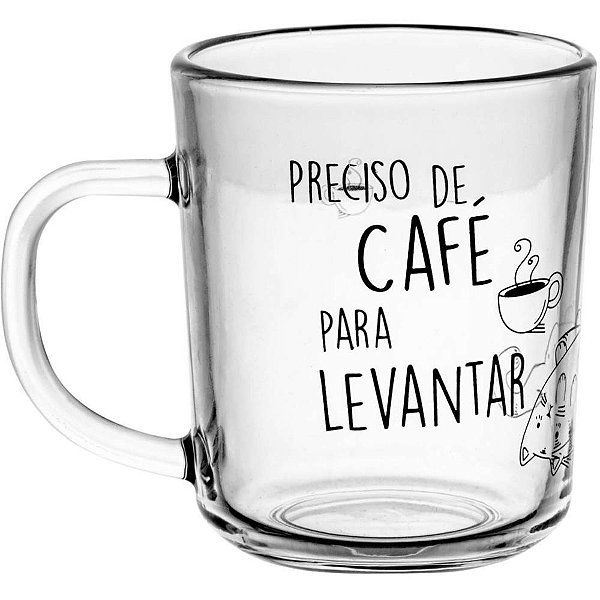 Caneca de vidro cafe para levantar 220ml - lyor (kit.c/02)