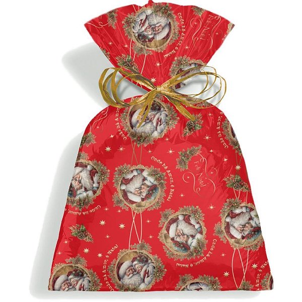 Saco metalizado de natal 25x35cm magia de natal peroliz - xingo embalagens (pct.c/50)