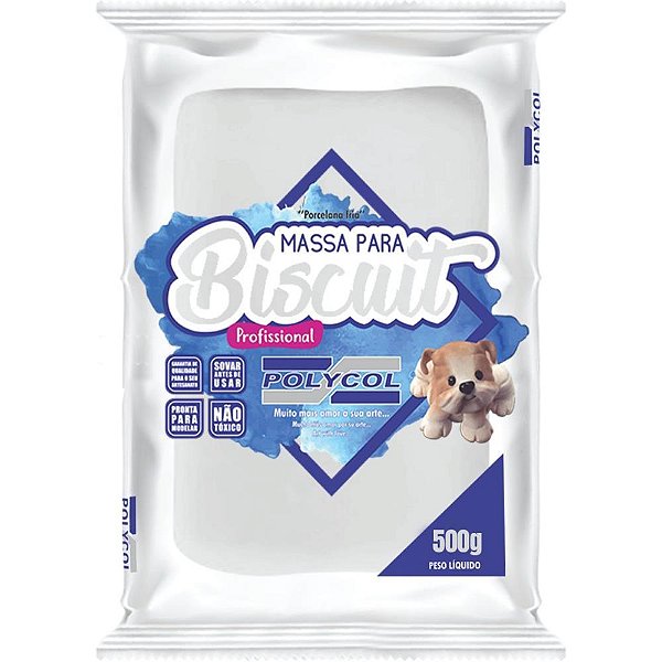Massa de porcelana fria biscuit 500g branca - polycol (unidade)