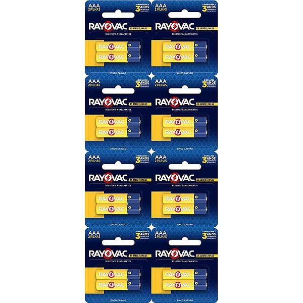 Pilha zinco palito aaa cartela 8 x 2un - rayovac (cartela)