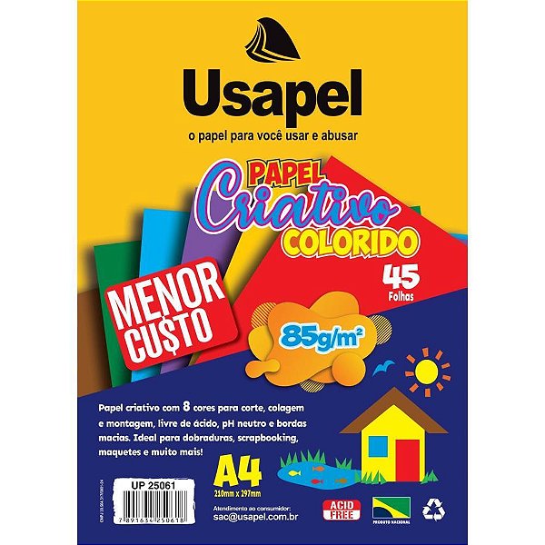 Bloco para educacao artistica usapel 8cores a4 85g 45fls - filiperson (pacote)