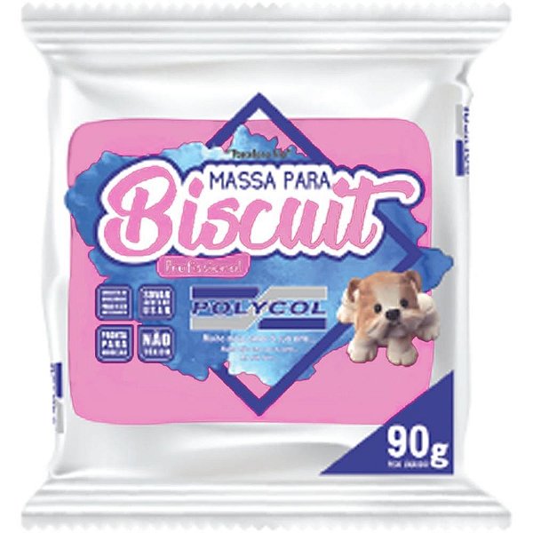 Massa de porcelana fria biscuit 90g rosa - polycol (cx.c/12)