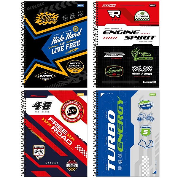 Caderno 10x1 capa dura roadclub 160fls - foroni (pct.c/04)