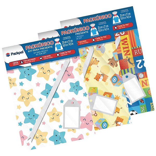 Saco metalizado 30x45cm infantil saco+laco+tag (sortido) - packpel (pct.c/30)
