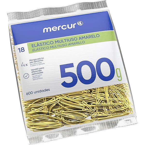 Elastico amarelo n.18 multiuso 500g 600pecas - mercur (pacote)