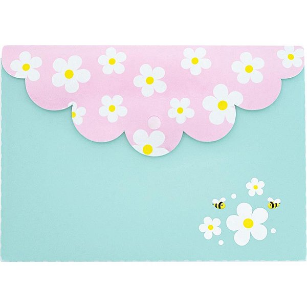 Pasta envelope a5 jardine c/ botao - polibras (pct.c/05)
