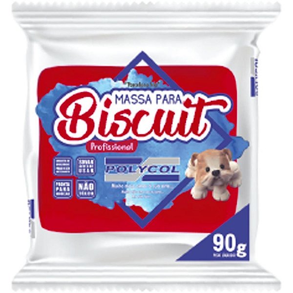 Massa de porcelana fria biscuit 90g vermelho intenso - polycol (cx.c/12)