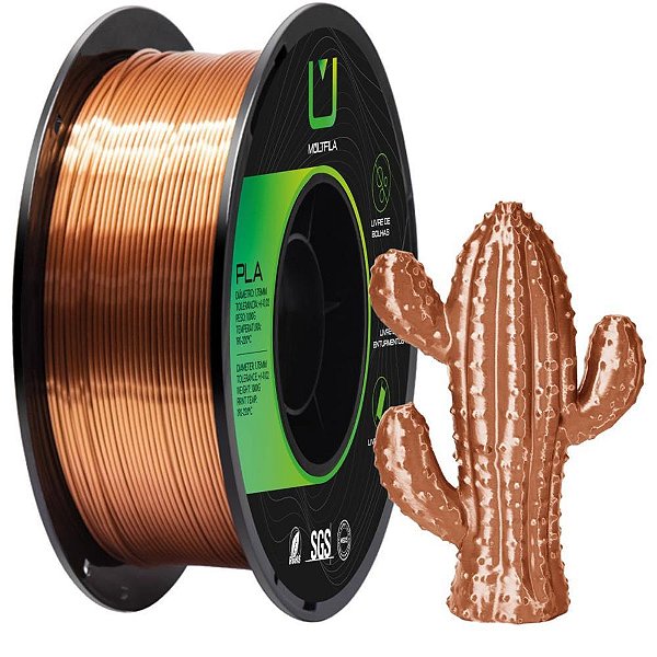 Filamento 3d pla silk cobre 1 kilo - multfila (rolo)