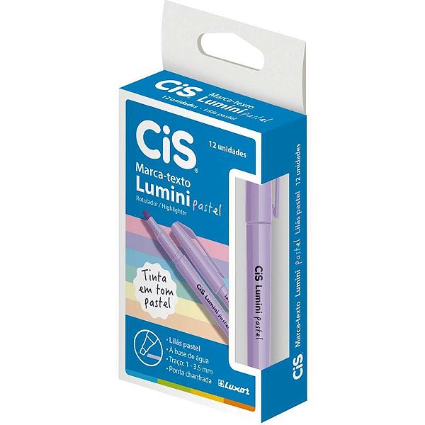 Caneta marca texto cis lumini lilas pastel - sertic (cx.c/12)