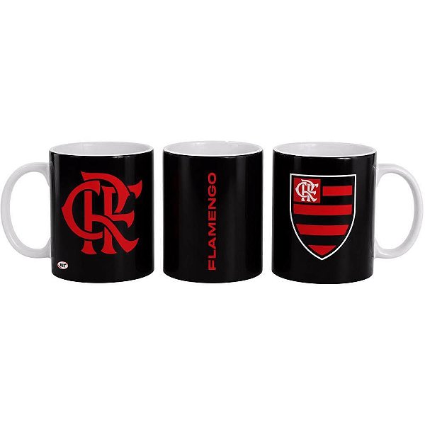 Caneca decorada flamengo porcelana 300ml - kit (unidade)