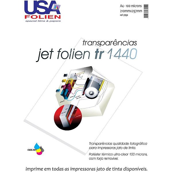 Transparencia laserjet jt 1440 c/tarja a4 10fls - usa folien (pct.c/10)