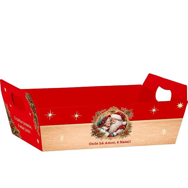 Cesta de papel natal magia de natal p 21,5x8x15cm - xingo embalagens (pct.c/04)