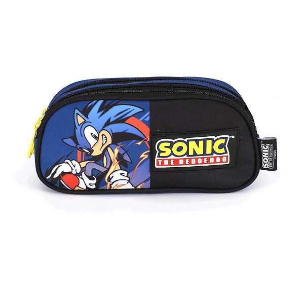 Estojo triplo sonic azul tecido - luxcel (unidade)