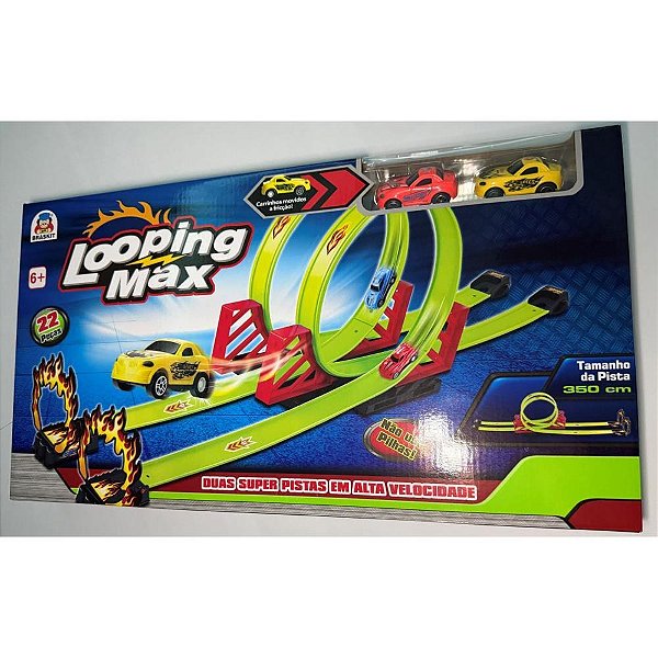 Pista looping max c/2 carrinhos fric - braskit (unidade)