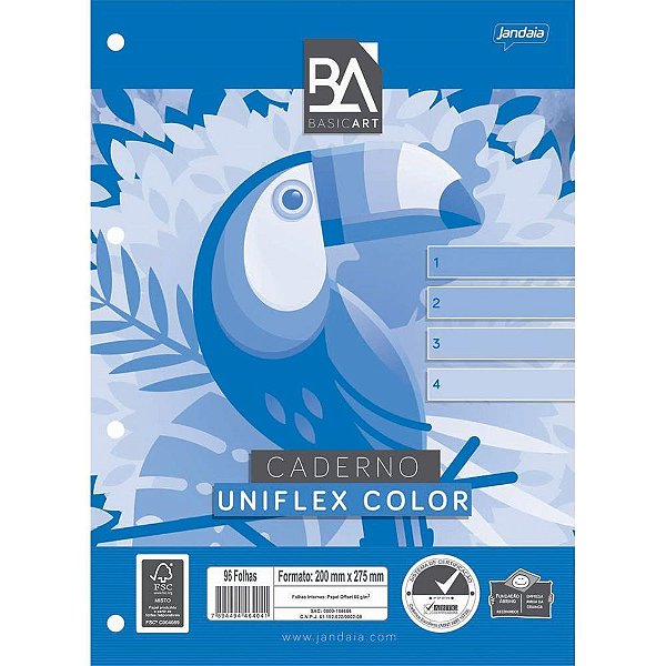 Bloco para fichario universit. uniflex color 96fls. - jandaia (pct.c/10)