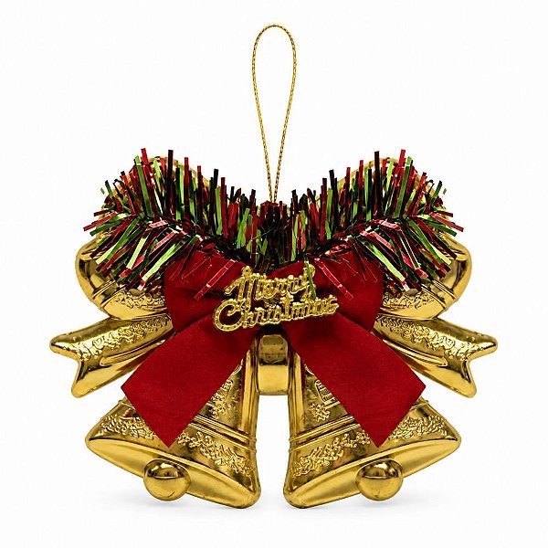 Artigo para decoracao natal enfeite sino 9x12cm ouro - kit (unidade)