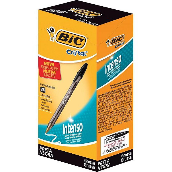 Caneta esferografica cristal bold preta - bic (cx.c/25)