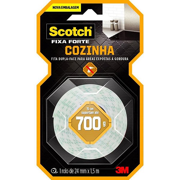 Fita fixa forte espuma 109 12mmx1,5m - 3m (unidade)