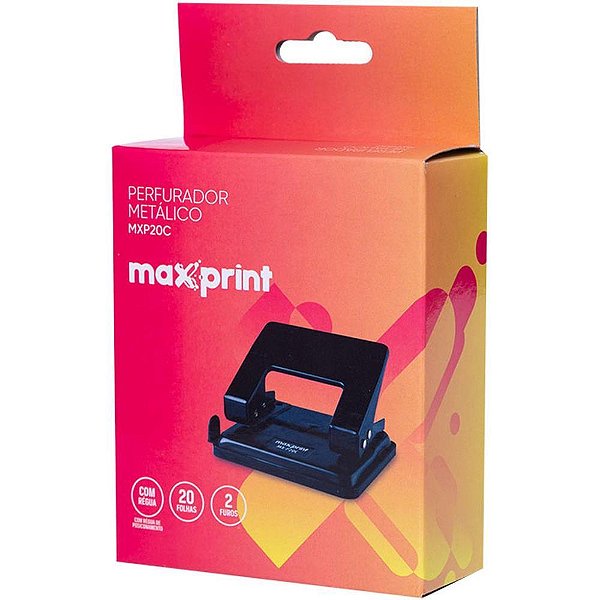 Perfurador de papel mx-p20c 2furos p/20fls preto - maxprint (unidade)