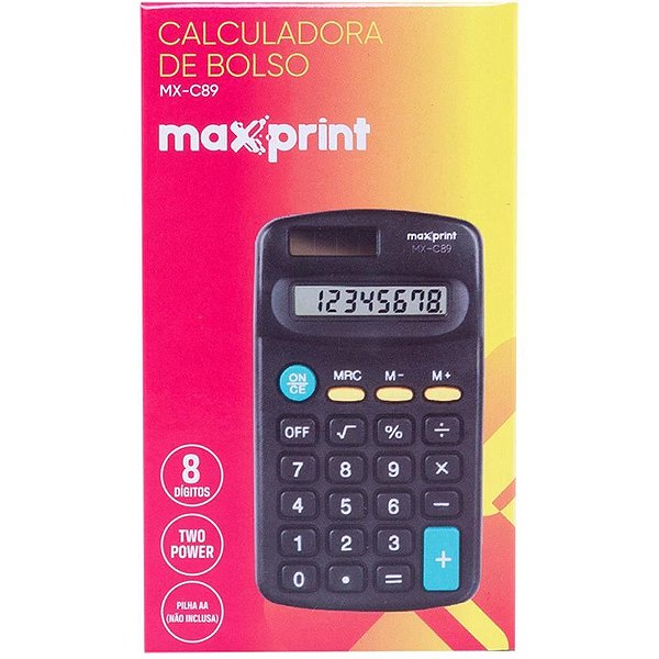 Calculadora de bolso 8dig. preta mx-c89 - maxprint (unidade)