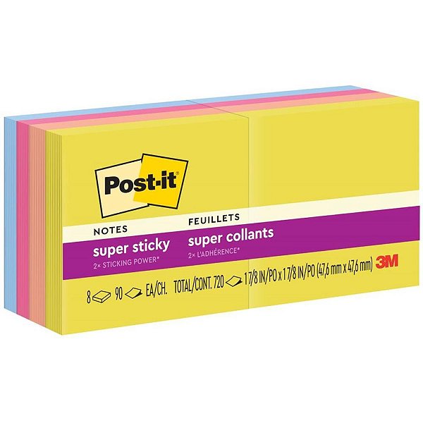 Bloco de recado post-it alegria 47x47mm 8 bl. 90 fls - 3m (unidade)