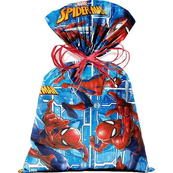 Saco metalizado 25x37cm spider man tech - cromus (pct.c/40)