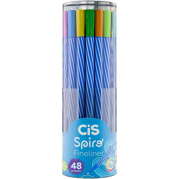 Caneta com ponta porosa cis spiro fineliner 0.4mm sort - sertic (pote-48)