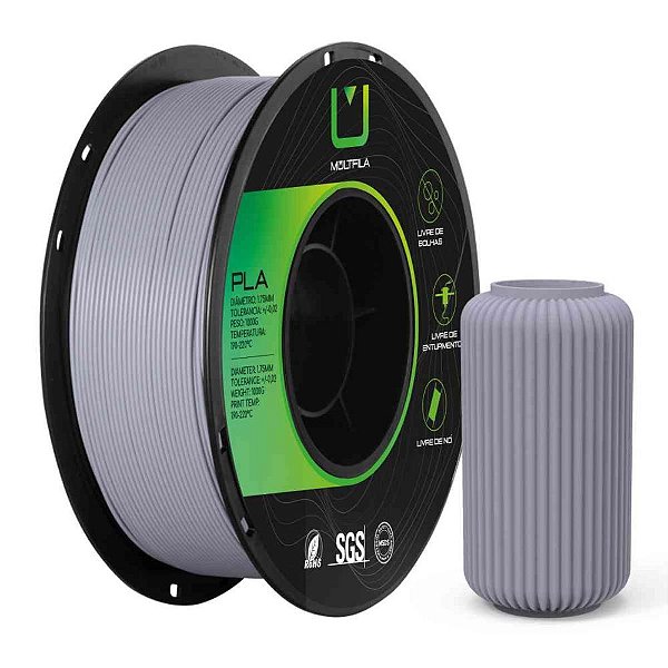 Filamento 3d pla cinza 1 kilo - multfila (rolo)
