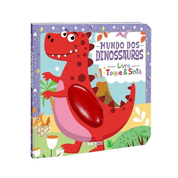 Livro infantil ilustrado toque e sinta no mundo dinossa - bicho esperto (unidade)