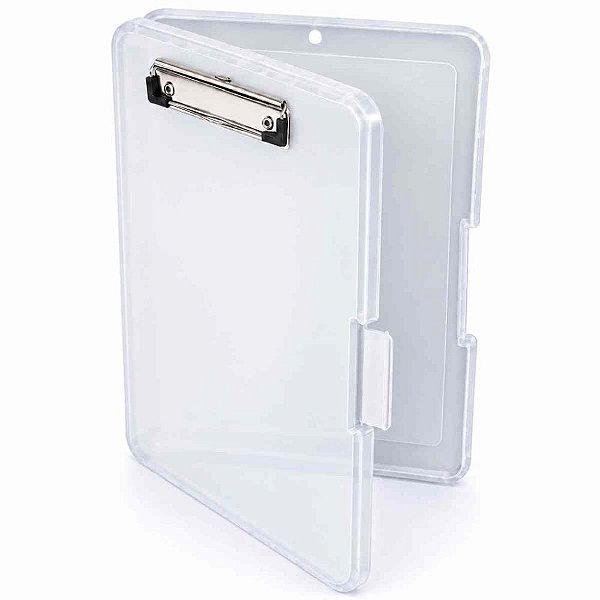 Prancheta plastica estojo c/ clip pressao cristal - dello (unidade)