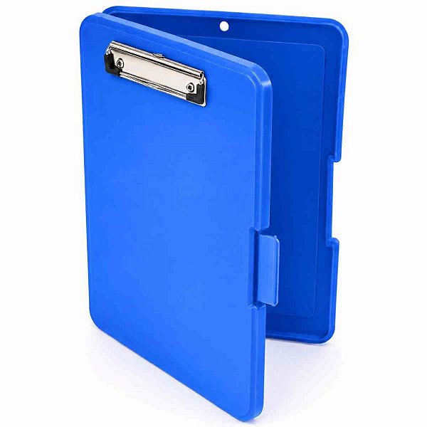 Prancheta plastica estojo c/ clip pressao azul - dello (unidade)