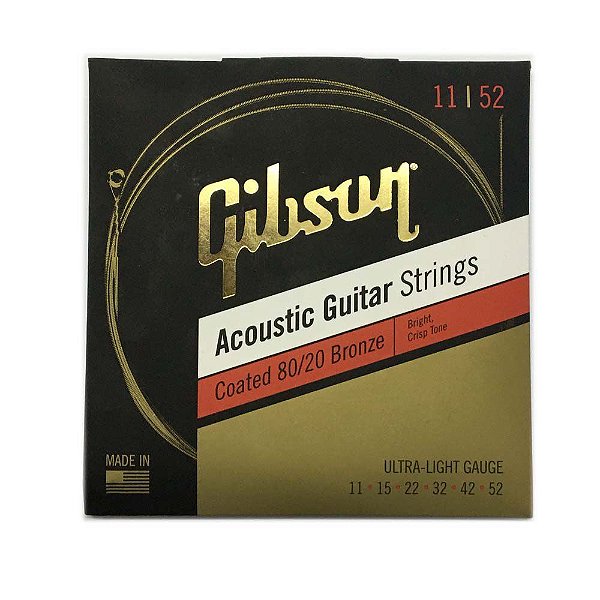 Encordoamento Gibson Violão Aço 011 052 Coated 80/20 U-Light